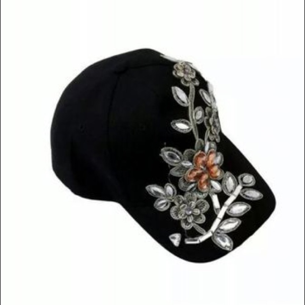 Beautiful floral rhinestone bling cap/hat NWT